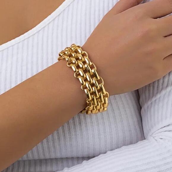 Exaggerated Gold Chain Link Necklace Clavicle Choker Lacteo - Picture 5 of 11